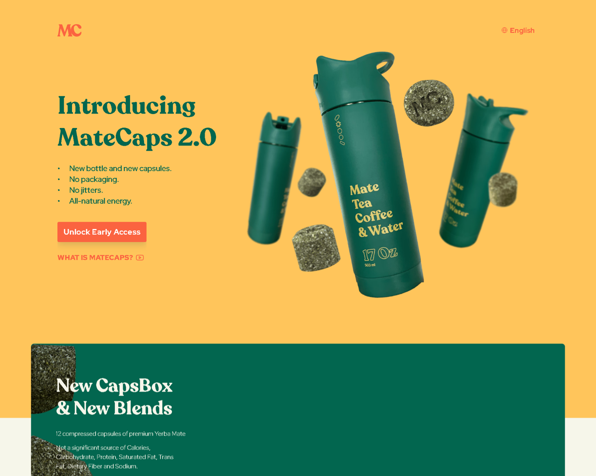 Screenshot of MateCaps 2.0, from the yellow websites collection.
