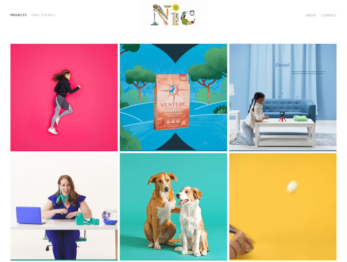 Screenshot of Nicky Mazur, from the motion design portfolios collection.