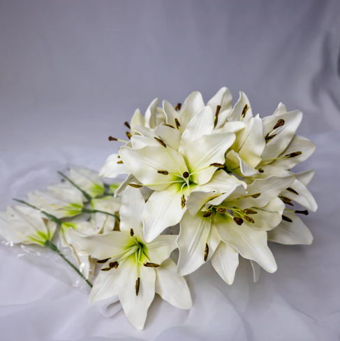 White Asiatic Lily Flowerhead - Realistic Artificial Flowers