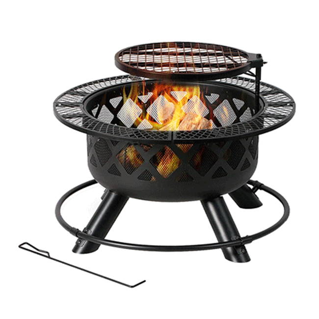 Round Gas Fire Pit Propane Fire Column 23 Inch Cylinder FirePlace