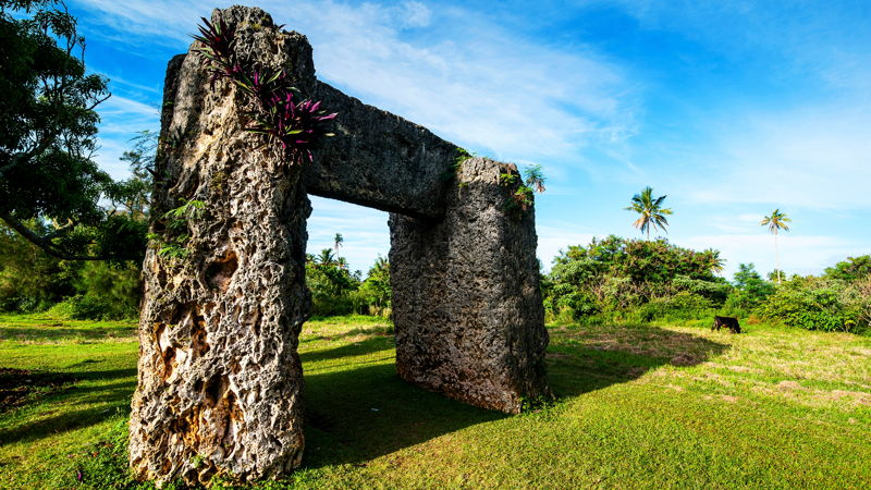 Burden of Maui, stone trilithon built in the 13th century, Tongatapu, Tonga, South Pacific 