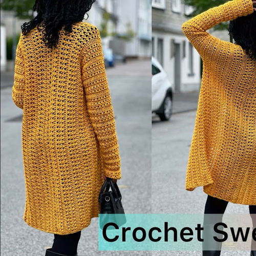 Gehäkelte leichte Strickjacke aus 2 Teilen (anfängerfreundlich)