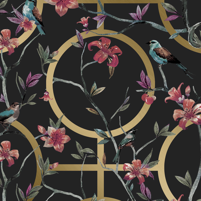 grey & copper luxury floral geometric wallpaper pattern image