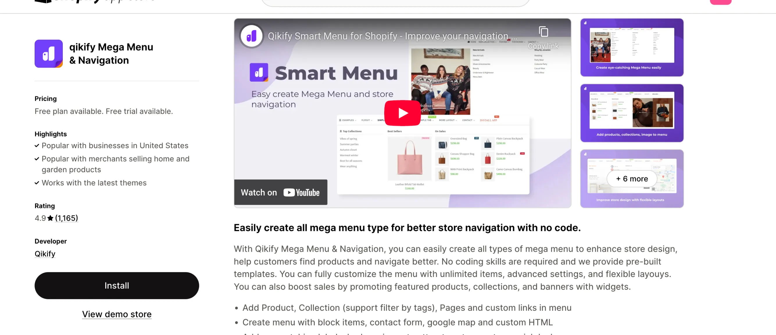 Qikify mega menu & navigation