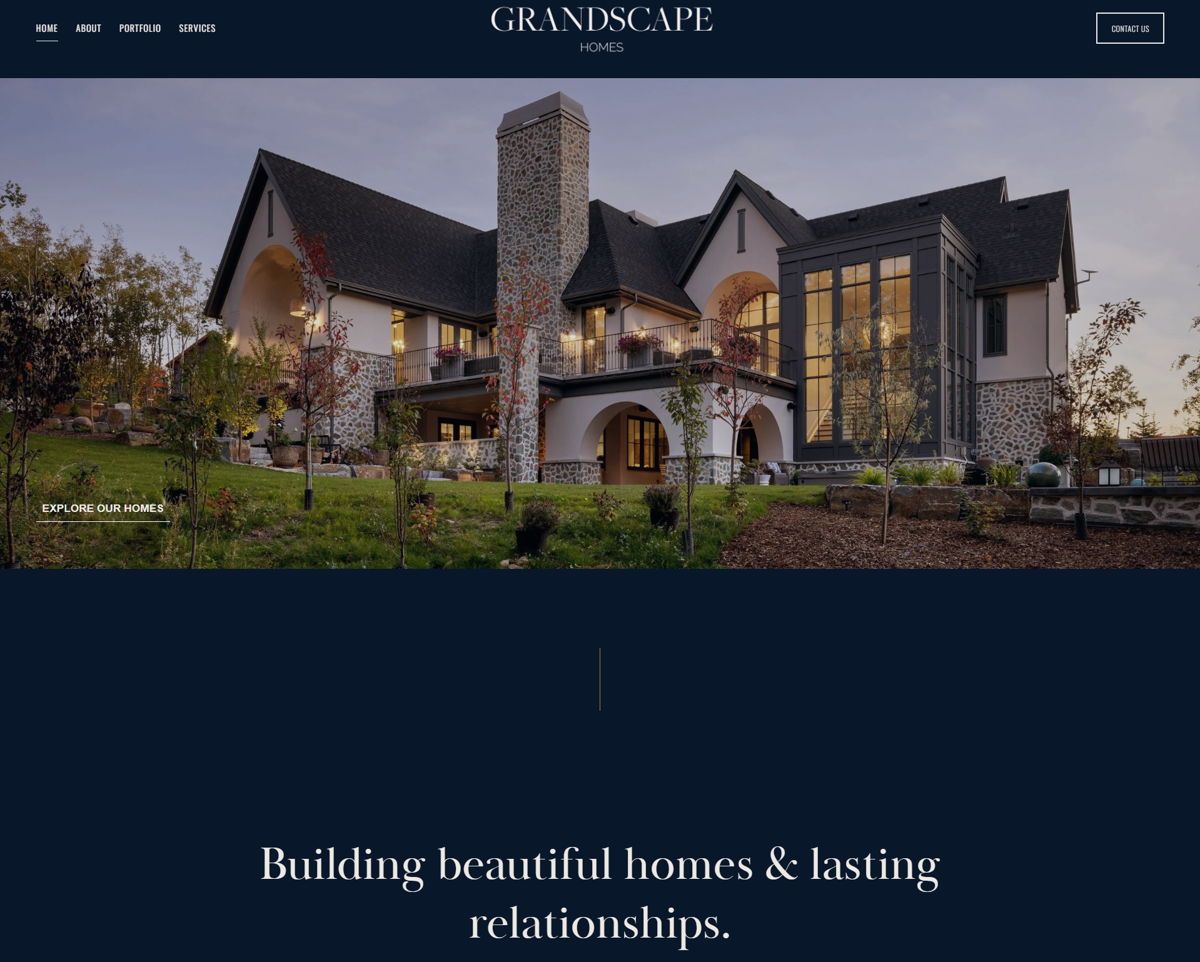 Screenshot of Grandscape Homes, from the home builder websites collection.