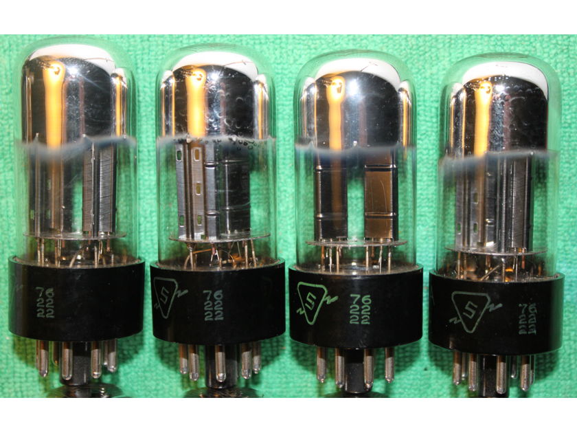 8 CLOSELY MATCHED SYLVANIA 6SN7 GTA CHROME DOME VACUUM TUBES BLACK PLATES & MATCHING 1955 DATE CODES TV-7D/U TESTED VERY STRONG!
