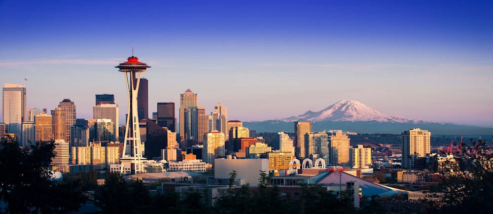 seattle skyline with seattle space needle