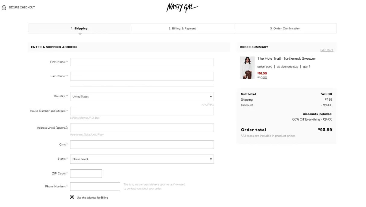 Shopify cart page