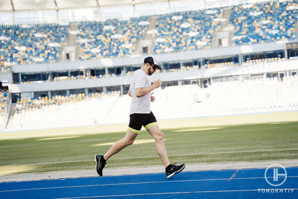 athlete training in running shoes