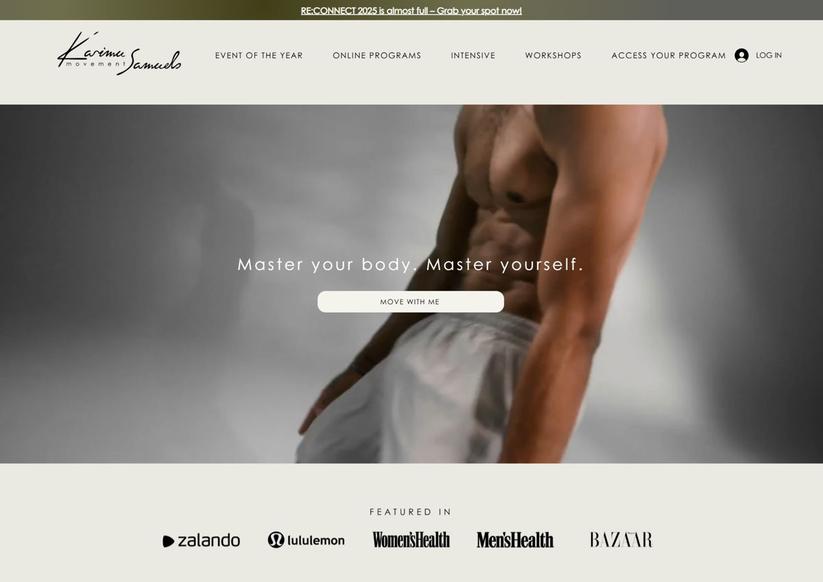 Screenshot of Karimu Samuels, from the wix personal websites collection.