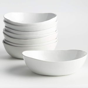 Mercer White Ceramic Low Bowls 8ct