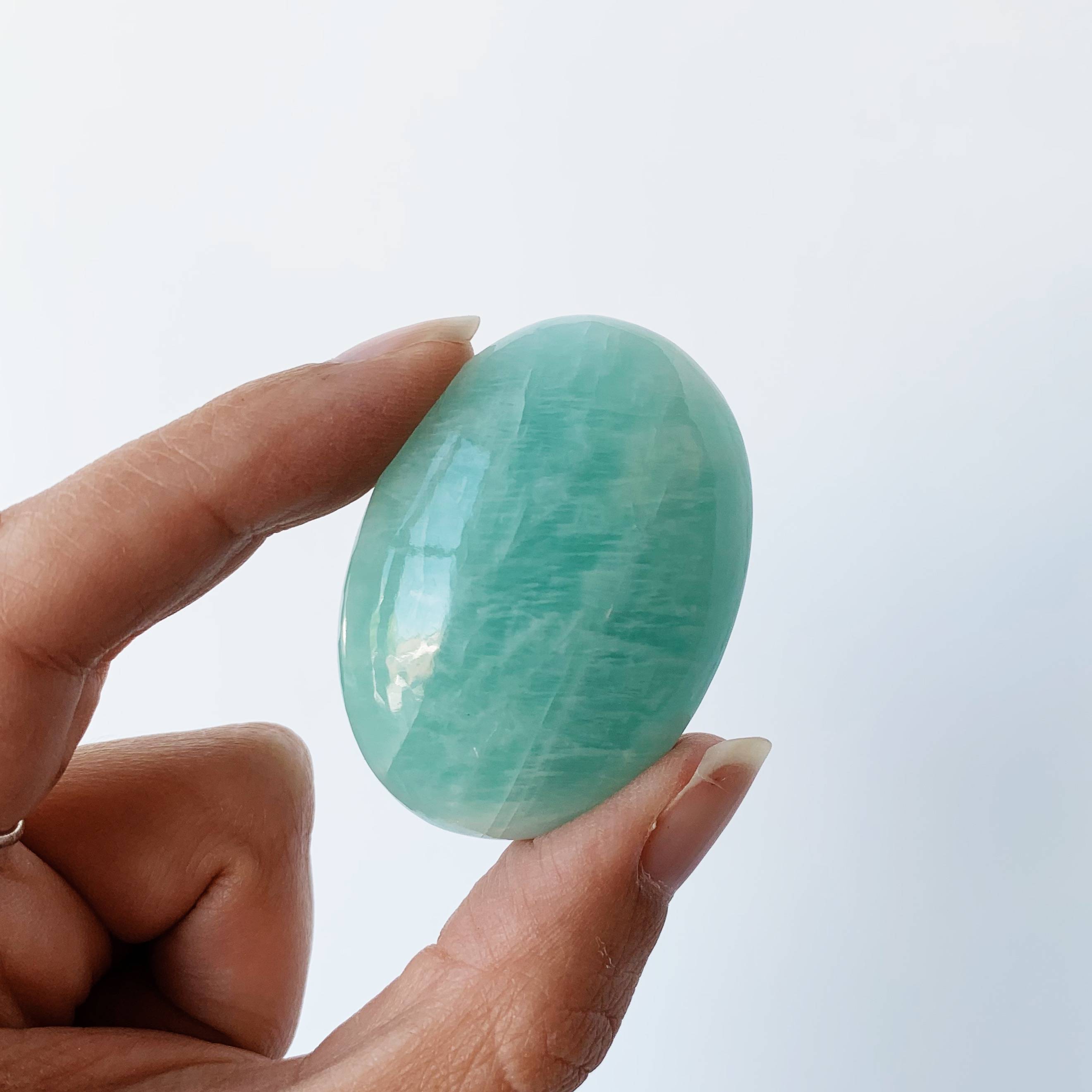 Blue Green Amazonite Palm Stone