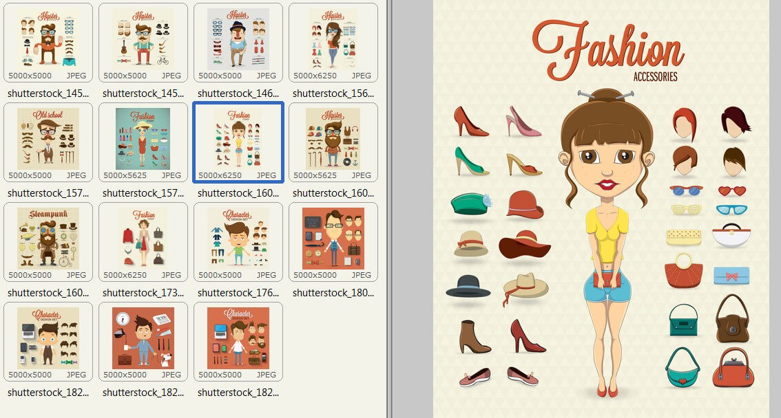 Смешные мужчины и женщины хипстер с элементами одежды, 15 EPS