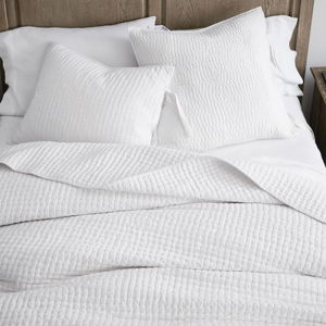 Euro Size, Ivory Color, Quantity 3 - Pick-Stitch Handcrafted Cotton Linen Quilted Sham
