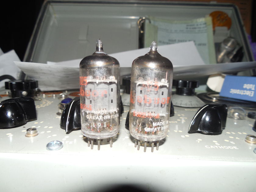 EXCELLENT PAIR OF STRONG  LOW NOISE MULLARD 7025/12AX7 TUBES