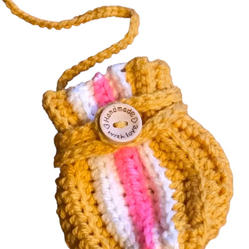 Luvas de bebê caneladas com listra e alça de fixação em crochê
