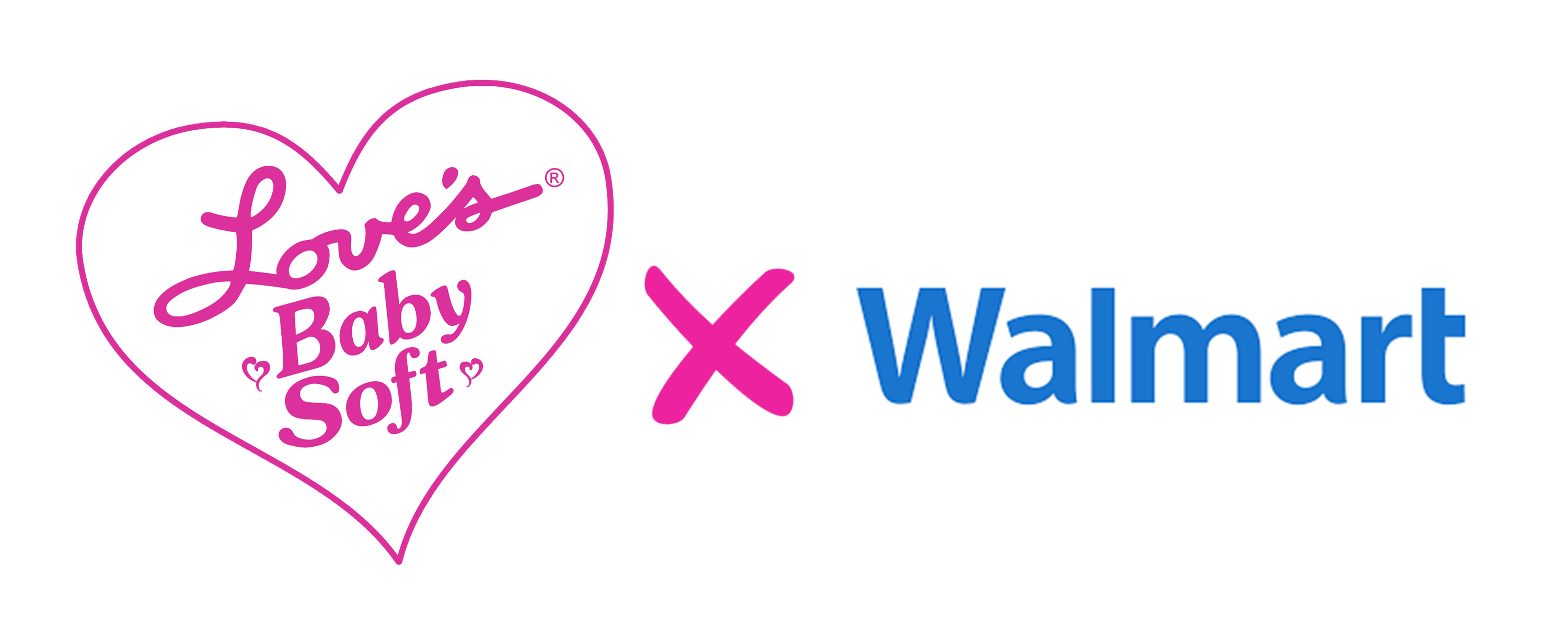 Love's Baby Soft Heart Shaped logo, a little pink cross and then Walmart logo. 
