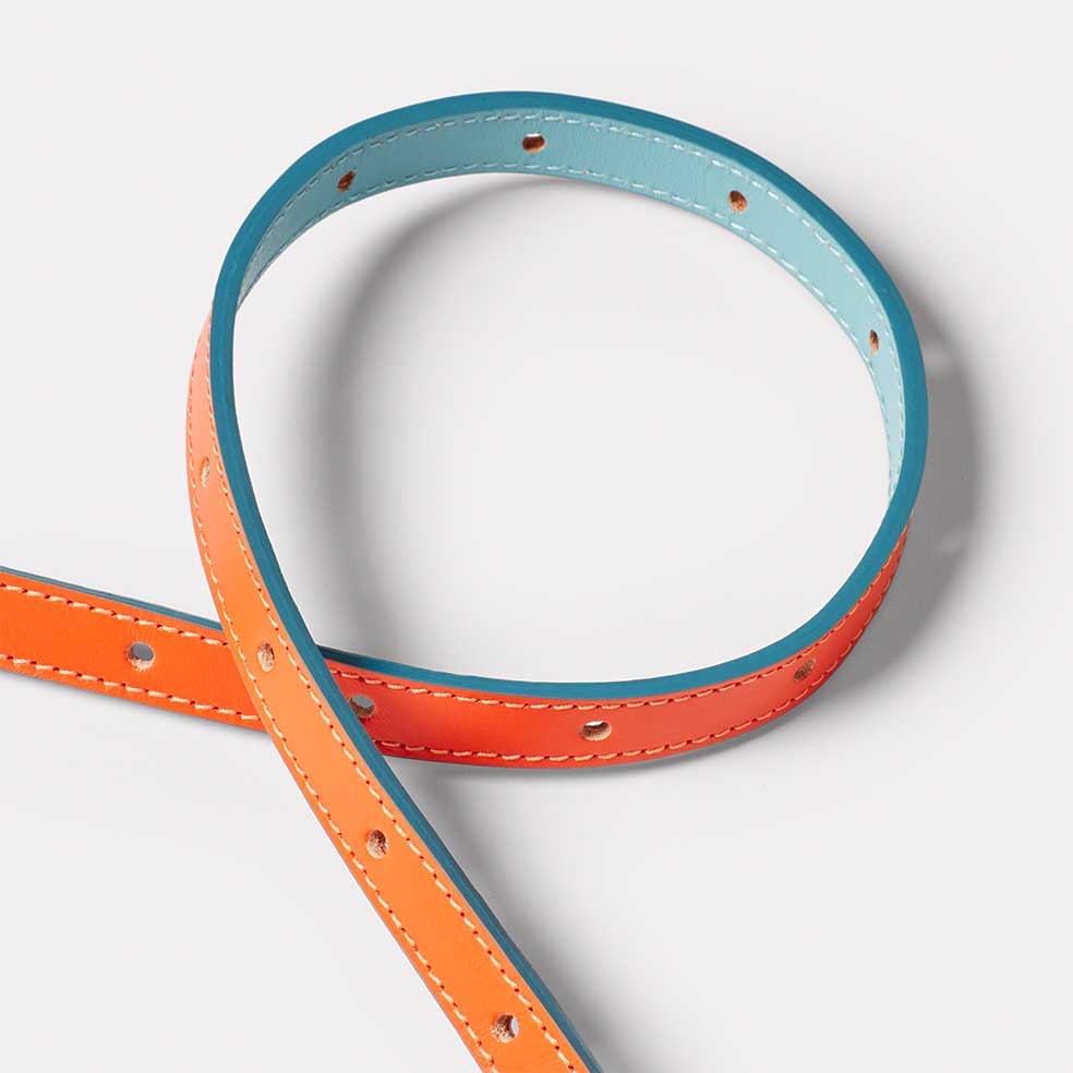 Waste You Want Tri-Colour Etty Slim Leather Belt in Orange