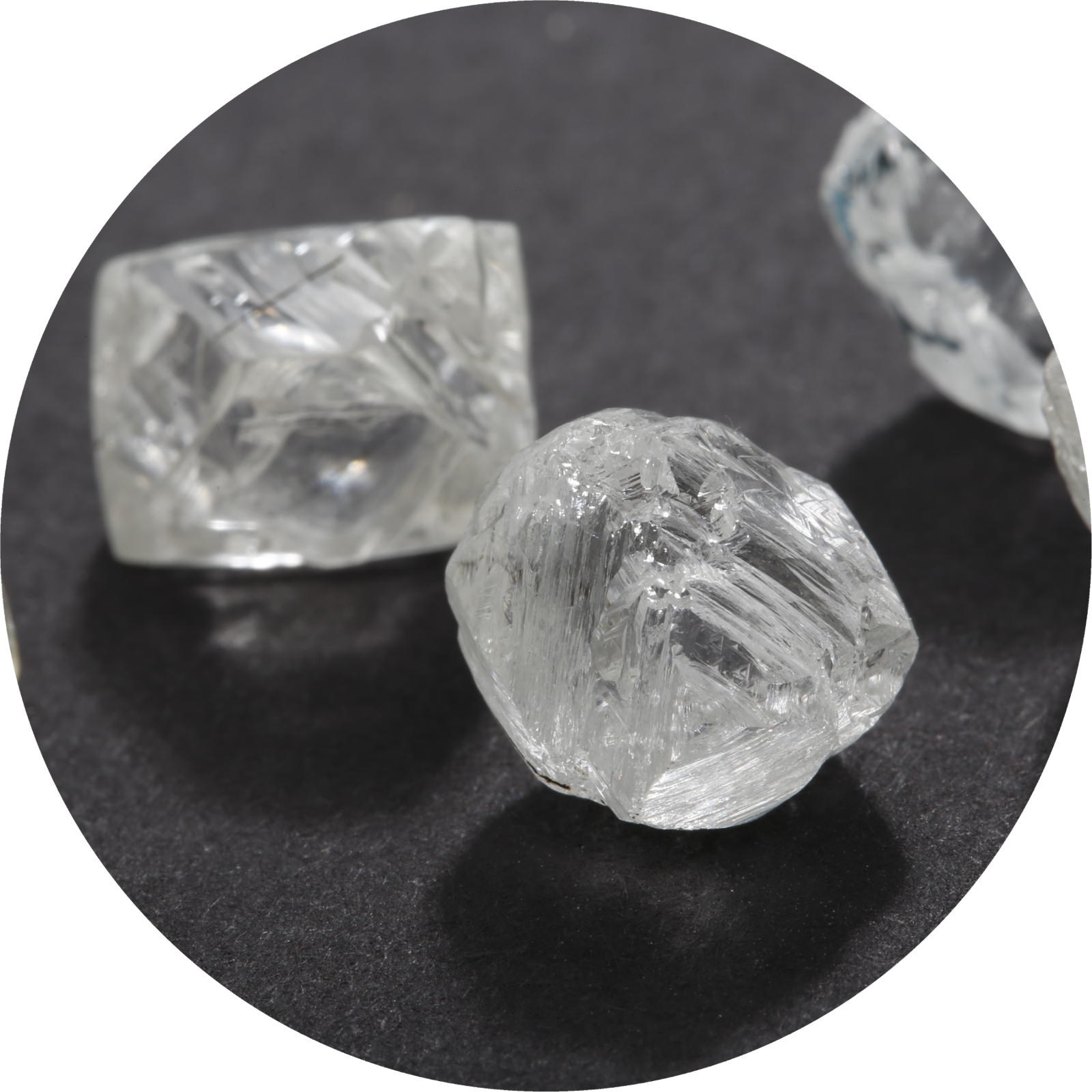 Raw diamonds on table