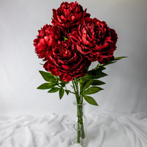 Burgundy Peony Soft Touch Bloom - Realistic Artificial Flowers