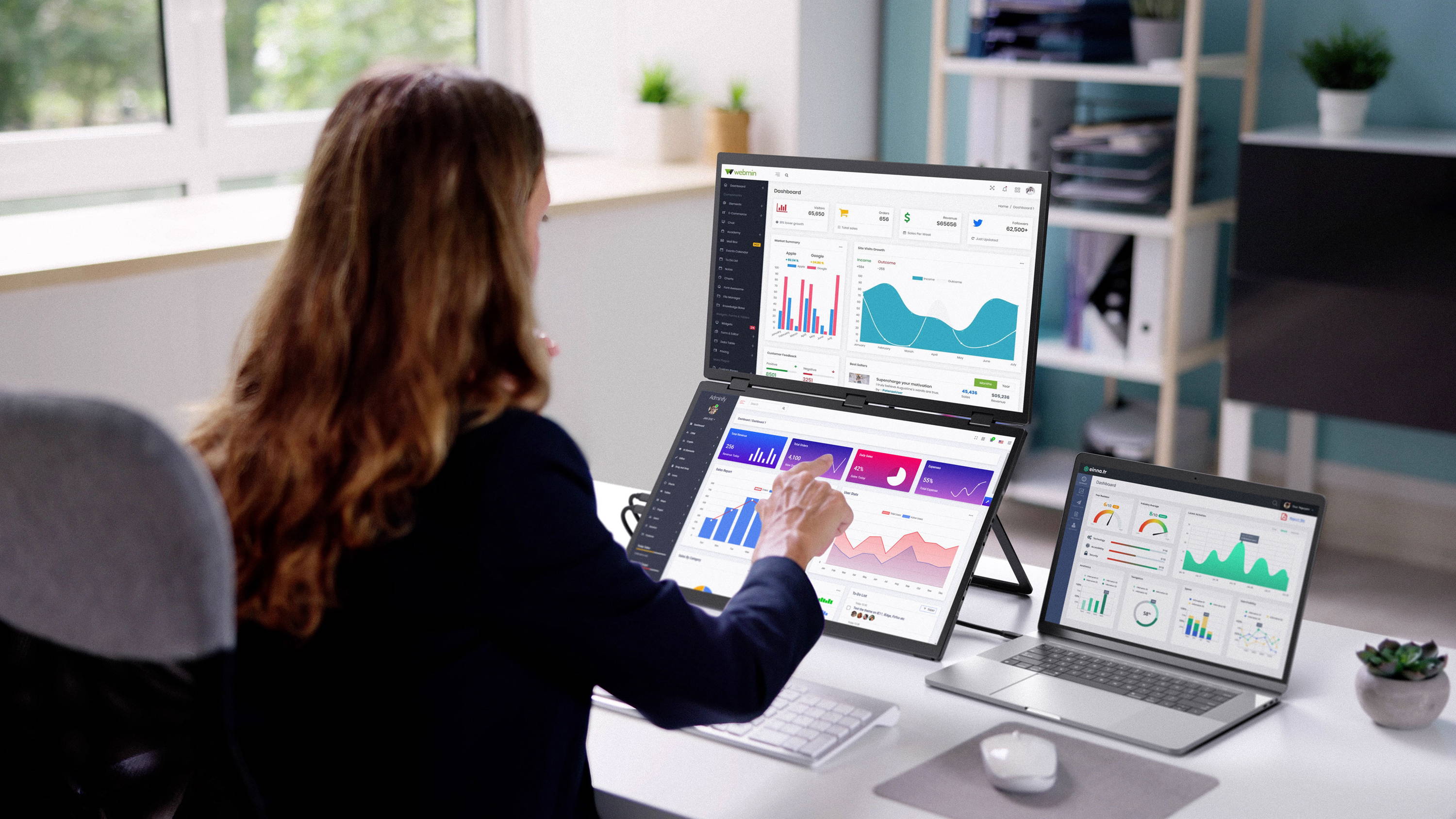 UStation Δ / Delta Max - Stacked Monitor Laptop Touch Dual Screen Folding 18 Inch