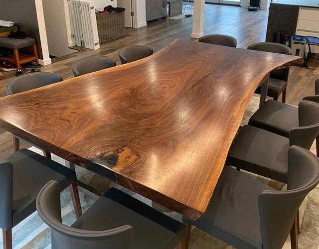 walnut live edge wood table