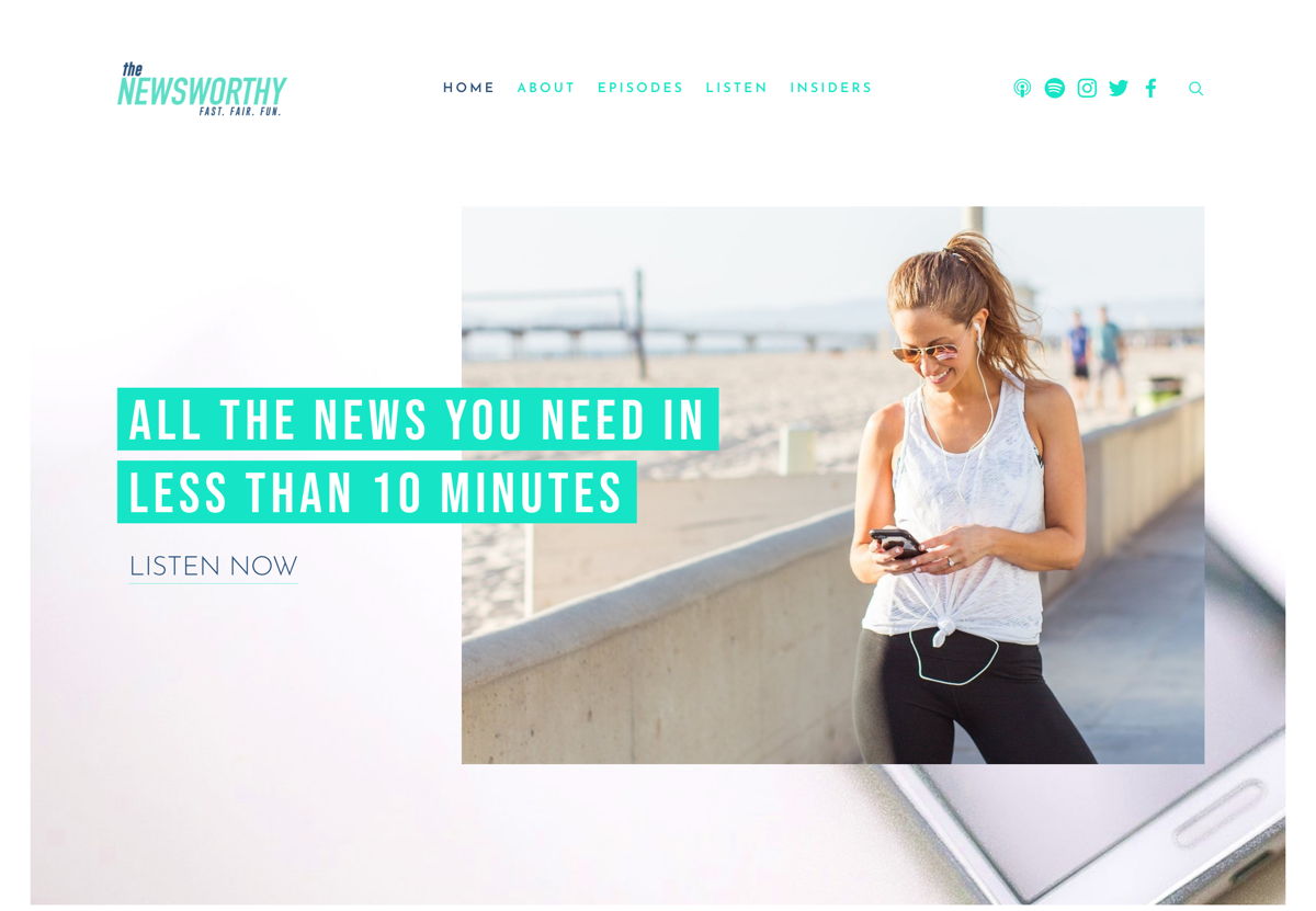 Screenshot of the NewsWorthy, from the squarespace podcast websites collection.