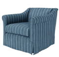 Indigo striped swivel accent chair