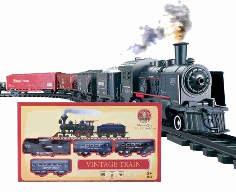 Vintage Train Set with light (Random Column and Designs will be sent)