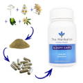 Sleepy Caps from The Herbalist with calming herbs, powder, and capsules, offering a gentle solution for relaxation and improved sleep quality.