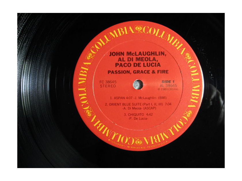 John McLaughlin, Al Di Meola, Paco De Lucia - Passion, Grace & Fire - STERLING Mastered 1983 Columbia FC 38645