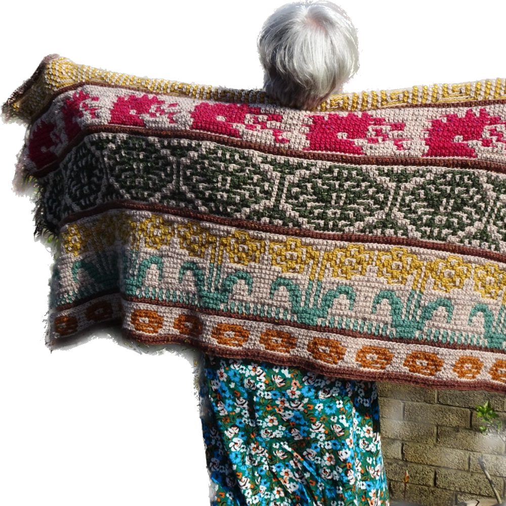 Wrapped in a Cwtch - A cosy Welsh hug - Mosaic Crochet Wrap/Shrug/Blanket