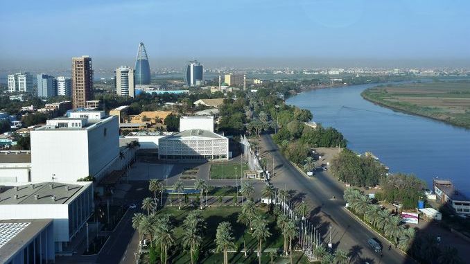 Khartoum, Sudan - November, 18, 2017 Aerial view of View of the Nile and Tuti island
