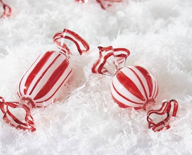 raz imports glass candy Christmas ornaments