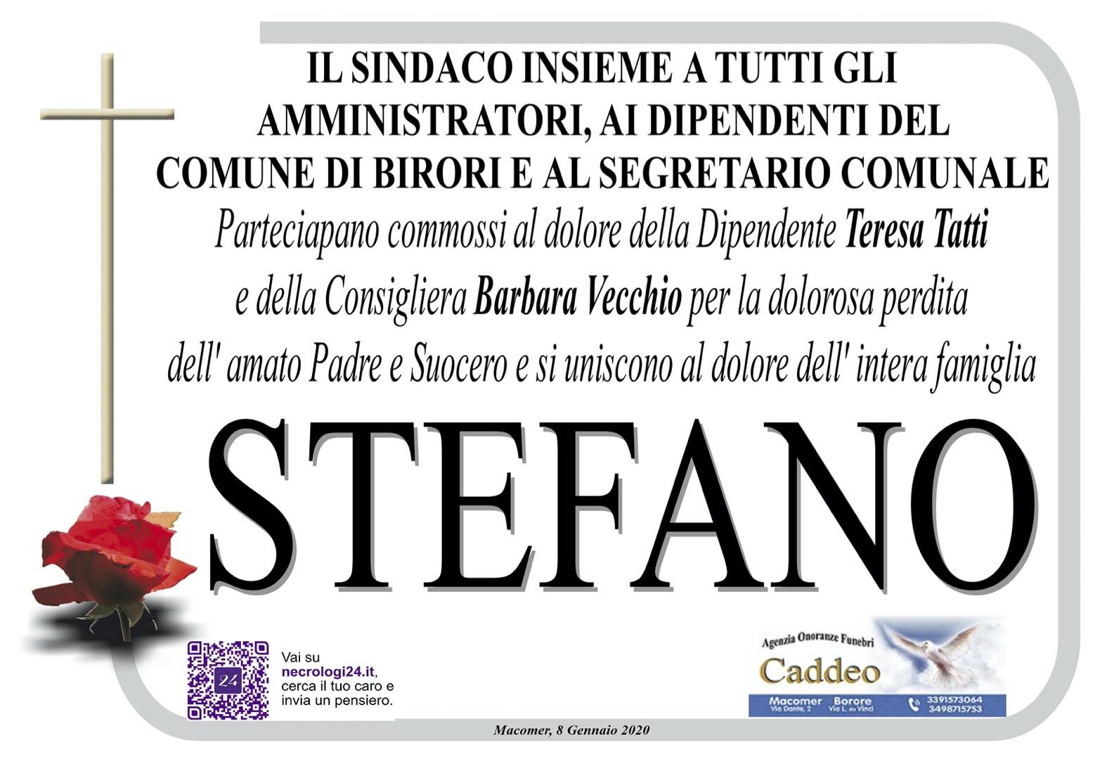 Partecipazione Sindaco/Amministratori/Dipendenti/Segretario Comune Birori - def. Stefano Tatti