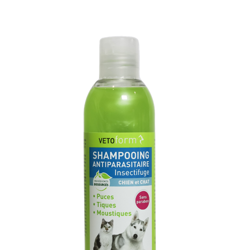 Shampoing répulsif antiparasitaire Vétopure pour chien et chat