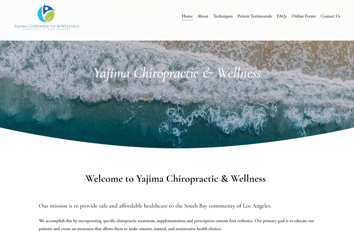Screenshot of Yajima Chiropractic and Wellness, from the chiropractor websites collection.