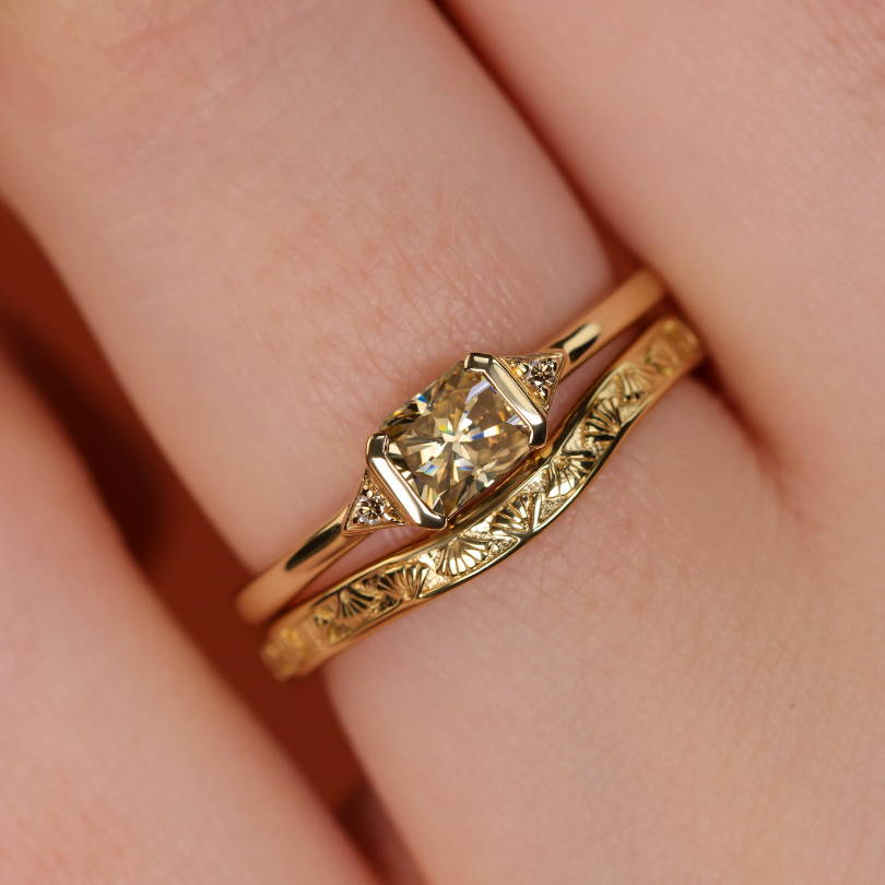 Cognac diamond engagement ring