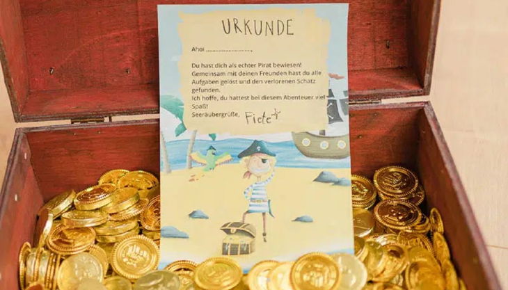 schatzsuche kindergeburtstag urkunde