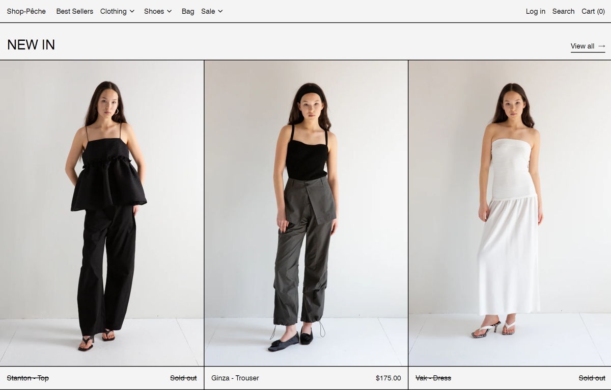 Screenshot of Shop-Pêche , from the shopify clothing stores collection.