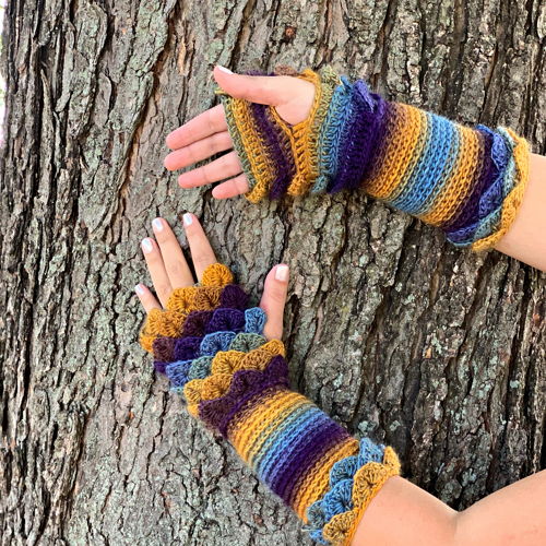 Crocodile Stitch Flat Palm Fingerless Gloves