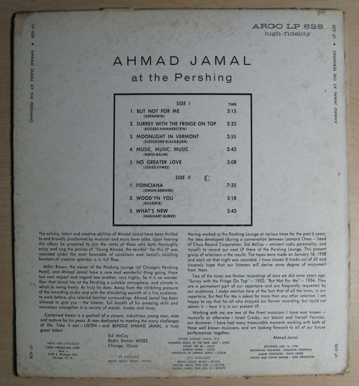 AHMAD JAMAL - at the pershing but not for me - 1958 Mon... 2