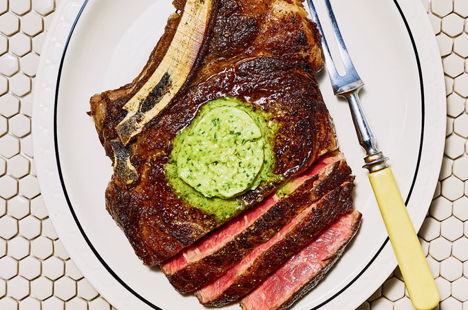 Steak with Miso, Jalapeño and Green Onion Butter