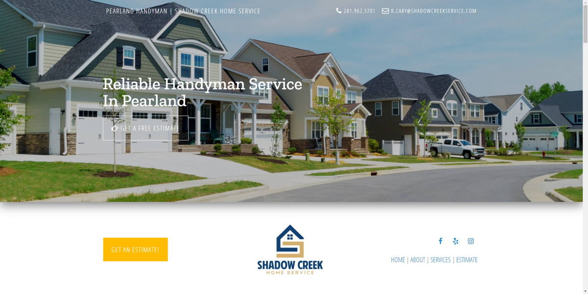 Screenshot of Shadow Creek Home Service, from the contractor websites collection.