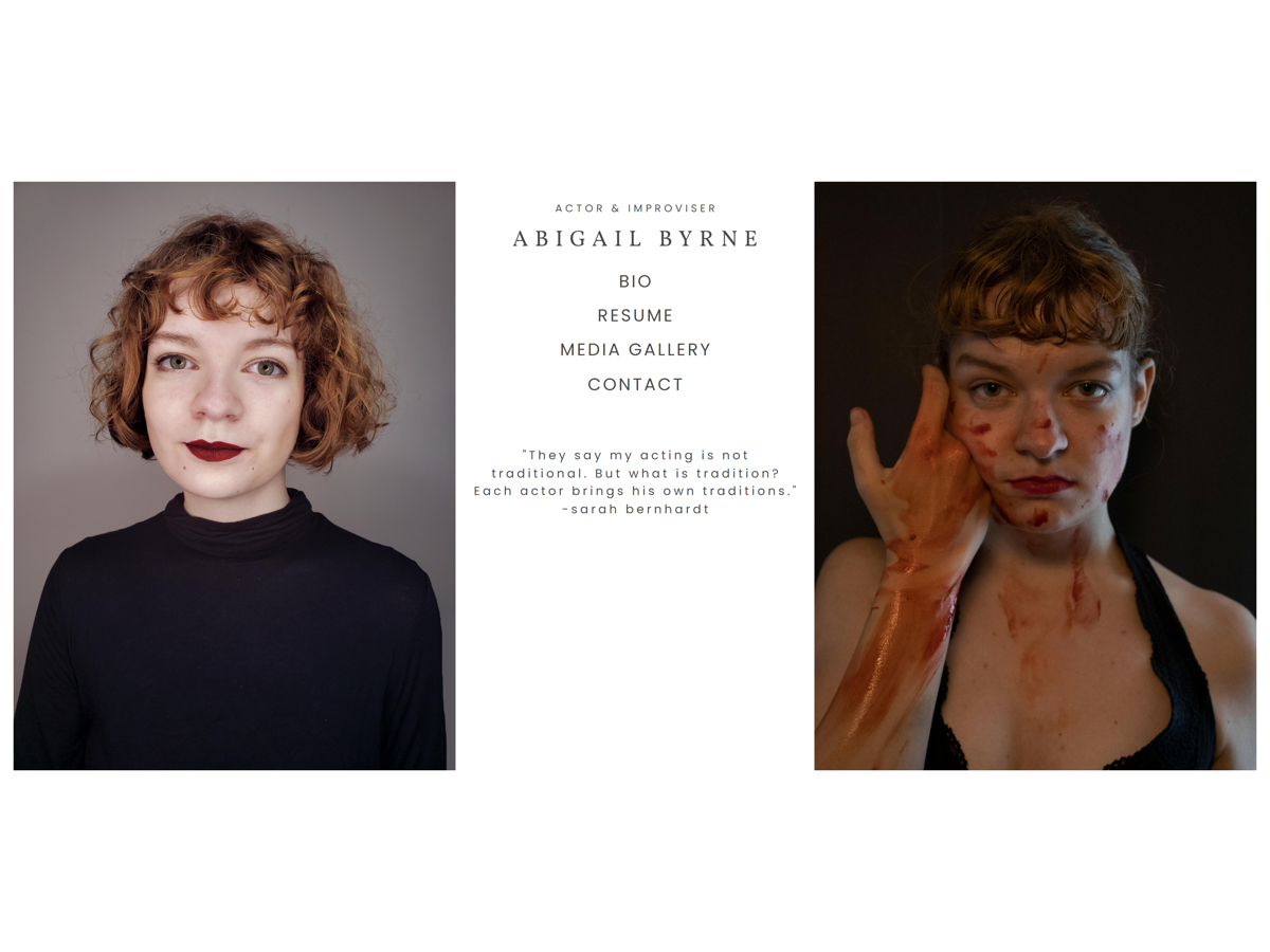 Screenshot of Abigail Byrne, from the actor websites collection.