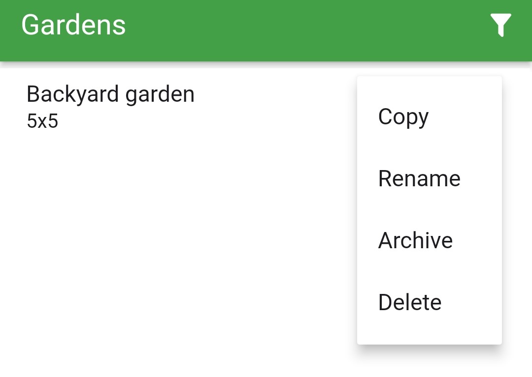 Screenshot of the delete option in the drop-down menu