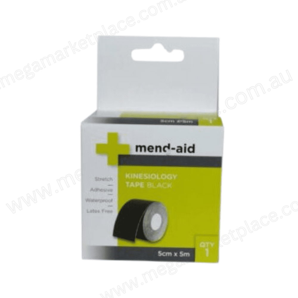 MEND-AID KINESIOLOGY TAPE BLACK 5CM X5M