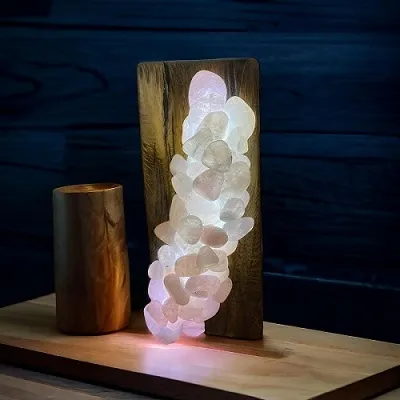 Rose Quartz Tumble Crystal Lamp Handcrafted With Love