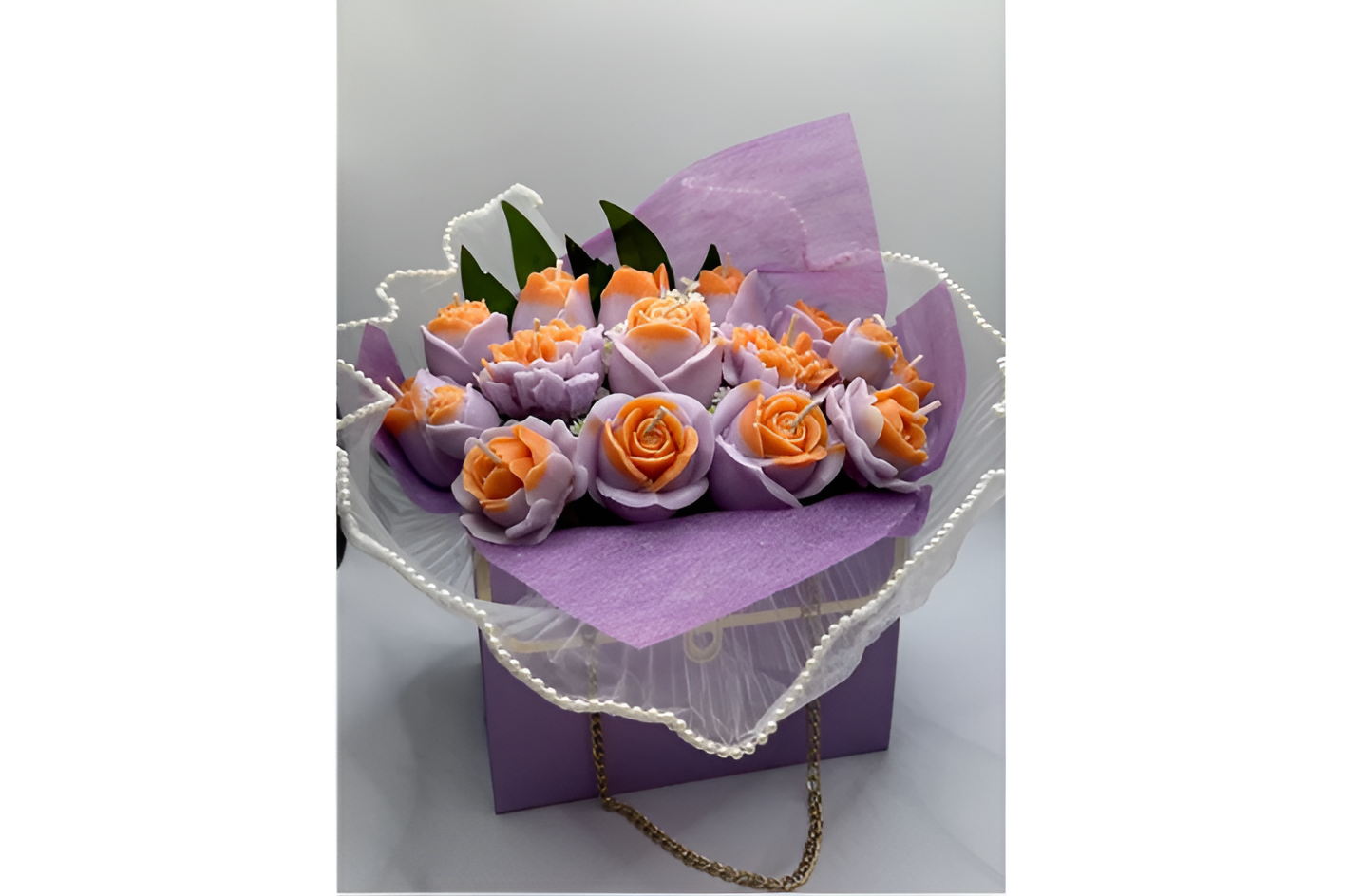 Passionfruit Papaya Candle/Melt Handbag Flower Bouquet - Image 4
