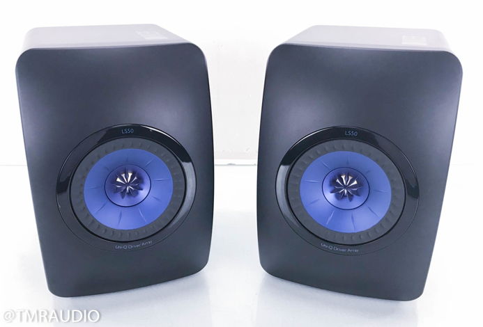 KEF LS50 Bookshelf Speakers Black / Blue Pair (14300)